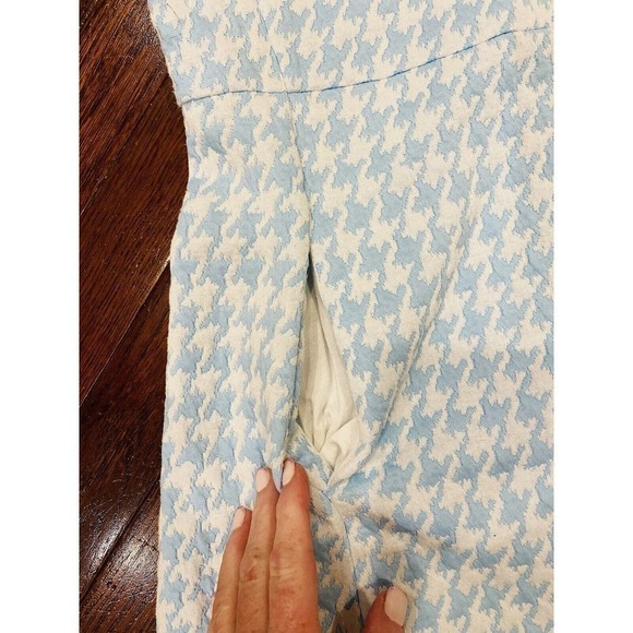 Tyler Boe Kennedy Dress Blue Houndstooth Sleeveless POCKETS Perfect For Summer! - Picture 5 of 5